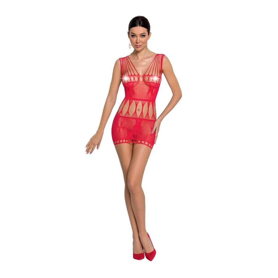 PASSION - WOMAN BS090 BODYSTOCKING ROSSO TAGLIA UNICA
